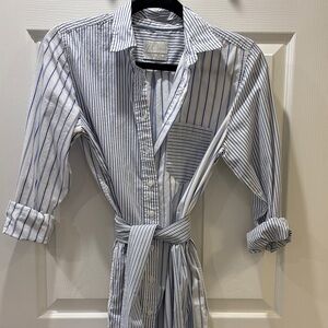 J. Crew Blue and White Striped Shirt Dress
